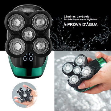 Barbeador Elétrico 5 em 1 - Kit Completo de Cuidados Masculinos
